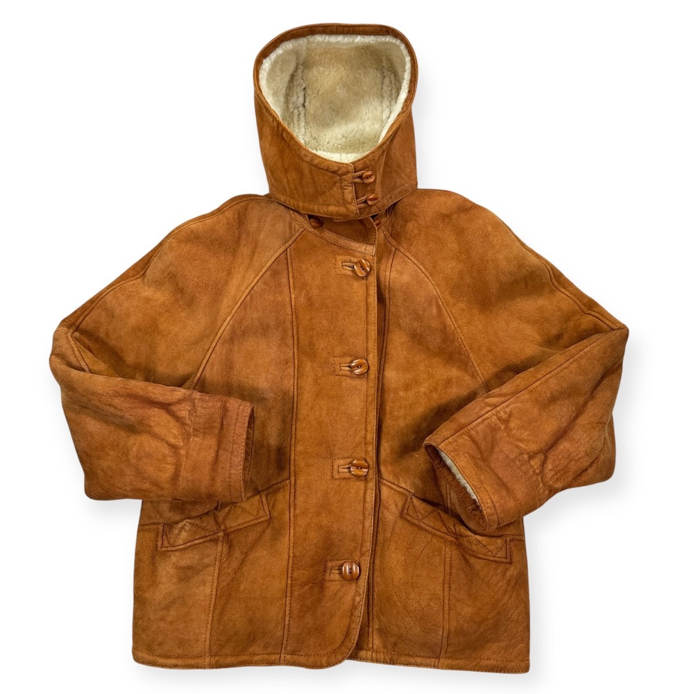Vintage Hide Society Suede Coat Womens XL Brown Shearling Sheepskin Lined Canada